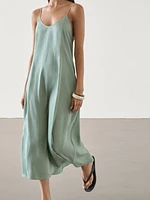 Flowing camisole midi dress with straps