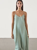 Flowing camisole midi dress with straps