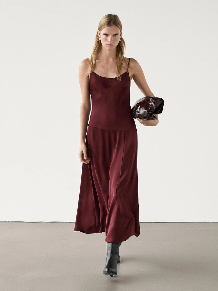 Strappy midi slip dress