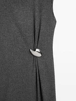 Midi dress with brooch detail