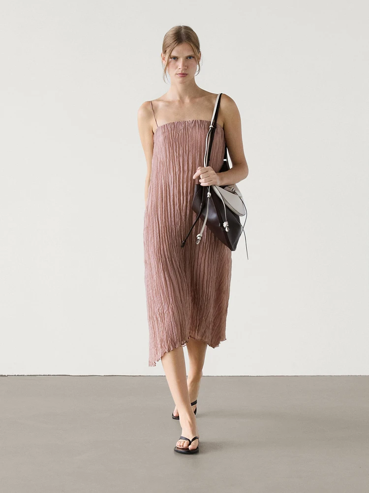 Pleated strappy midi dress