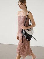 Pleated strappy midi dress