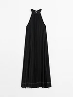 Pleated halter midi dress