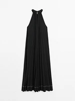 Pleated halter midi dress