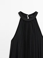 Pleated halter midi dress