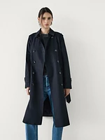 Double-breasted cotton trench coat