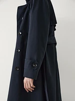 Double-breasted cotton trench coat