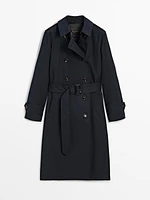 Double-breasted cotton trench coat