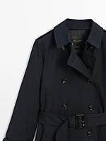 Double-breasted cotton trench coat