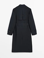 Double-breasted cotton trench coat