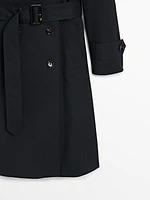 Double-breasted cotton trench coat