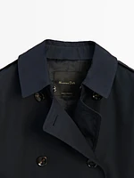 Double-breasted cotton trench coat