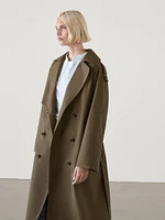 Cotton blend trench coat with shoulder tab detail