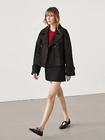 Short cotton trench coat with lapels