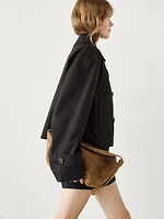 Short cotton trench coat with lapels