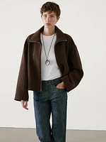 Wool blend jacket with seam detail