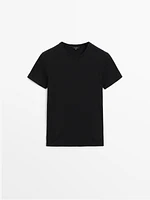 100% cotton ribbed short sleeve T-shirt