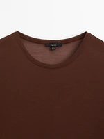 Silk modal lightweight T-shirt with long sleeves