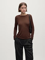 Silk modal lightweight T-shirt with long sleeves