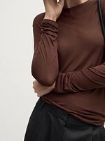 Silk modal lightweight T-shirt with long sleeves