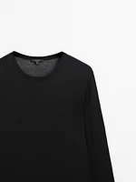 Silk modal lightweight T-shirt with long sleeves