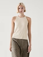 Ribbed cotton halter top