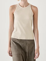 Ribbed cotton halter top