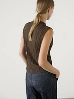 Pleated top with funnel neck