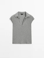 Ribbed raglan sleeve polo T-shirt