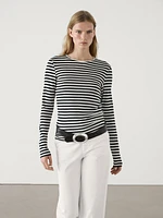 Long sleeve striped cotton T-shirt