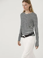 Long sleeve striped cotton T-shirt