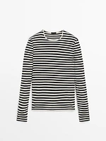 Long sleeve striped cotton T-shirt