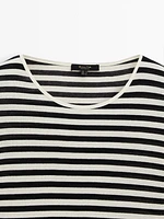 Long sleeve striped cotton T-shirt