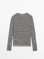 Long sleeve striped cotton T-shirt