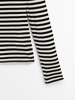 Long sleeve striped cotton T-shirt