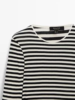 Long sleeve striped cotton T-shirt