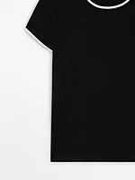 Thick T-shirt with contrast trims