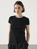 Thick T-shirt with contrast trims