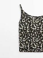 Animal print linen strappy top