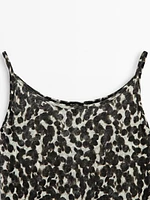 Animal print linen strappy top