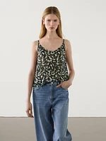 Animal print linen strappy top