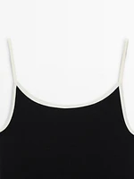 Strappy cotton top with contrast trim