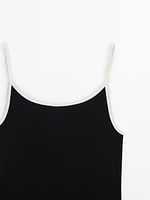 Strappy cotton top with contrast trim