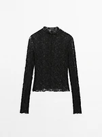 Semi-sheer lace top