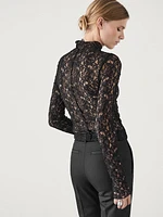 Semi-sheer lace top