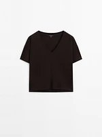 Cotton V-neck T-shirt