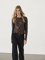 Long sleeve lace top