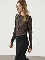 Long sleeve lace top