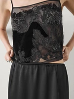 Top with velvet and lace details