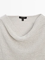 Cotton blend top with cowl neckline